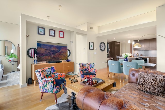 living room featuring light hardwood / wood-style floors