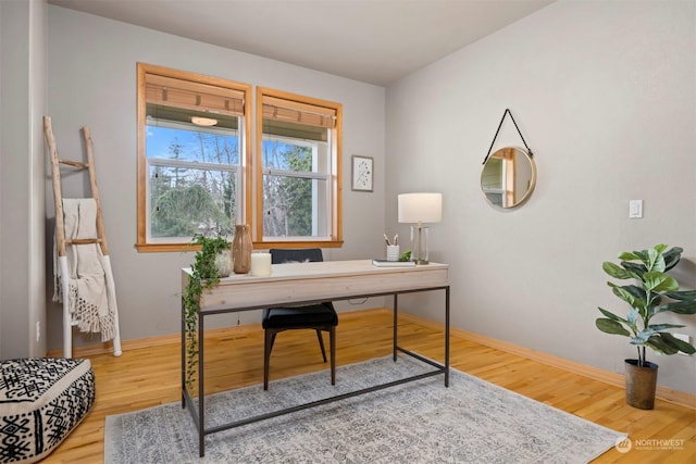 home office featuring wood-type flooring