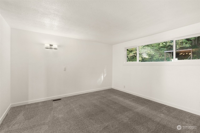 spare room with a textured ceiling and carpet floors