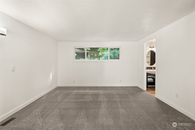 empty room featuring a textured ceiling and carpet floors