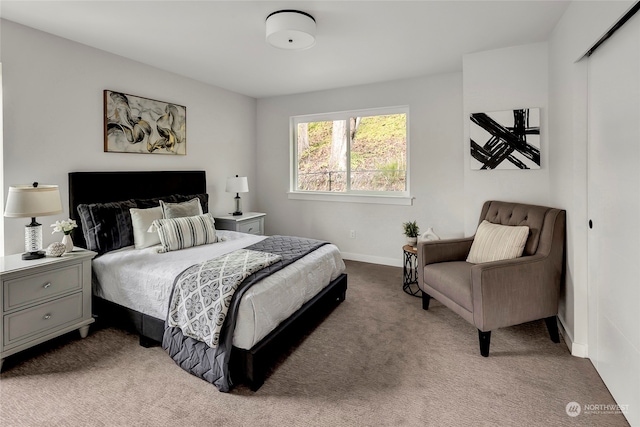 bedroom with carpet floors and baseboards