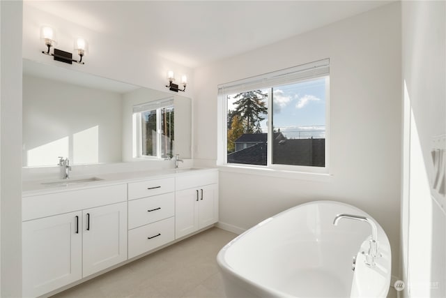 bathroom featuring vanity and a bathtub