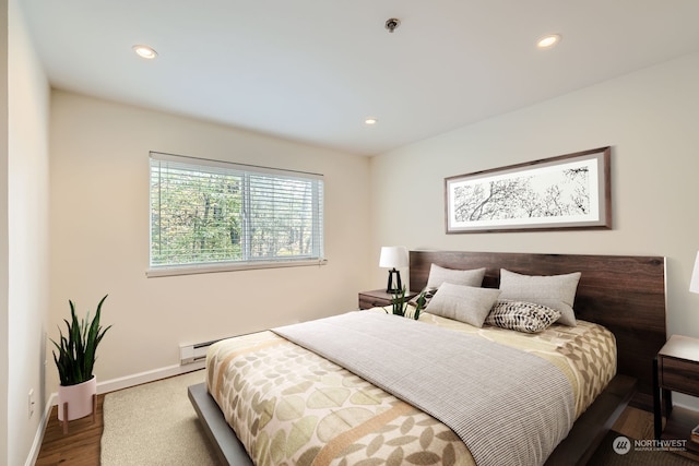 bedroom with hardwood / wood-style floors