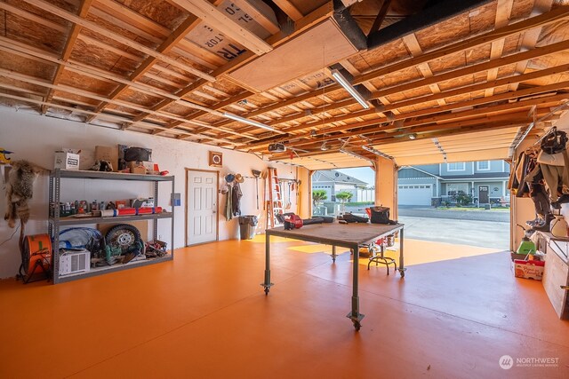 garage with a garage door opener