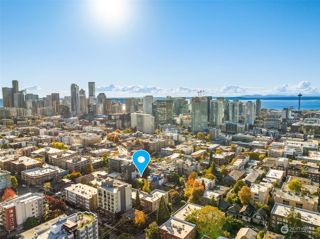 property's view of city with a water view