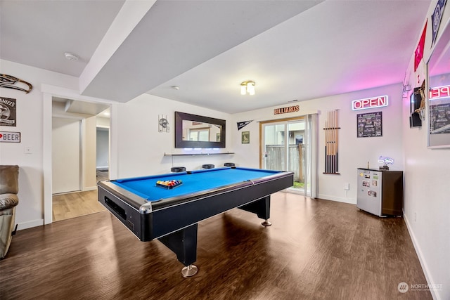 rec room featuring pool table and hardwood / wood-style floors