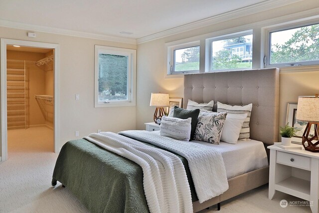 4962 Lilac Dr, Freeland, WA 98249 - carpeted bedroom with ornamental molding and a spacious closet