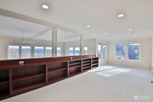 4962 Lilac Dr, Freeland, WA 98249 - carpeted spare room with crown molding, recessed lighting, baseboards, and a ceiling fan