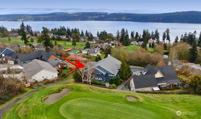 4962 Lilac Dr, Freeland, WA 98249 - aerial view of residential area featuring a nearby body of water and a local golf course