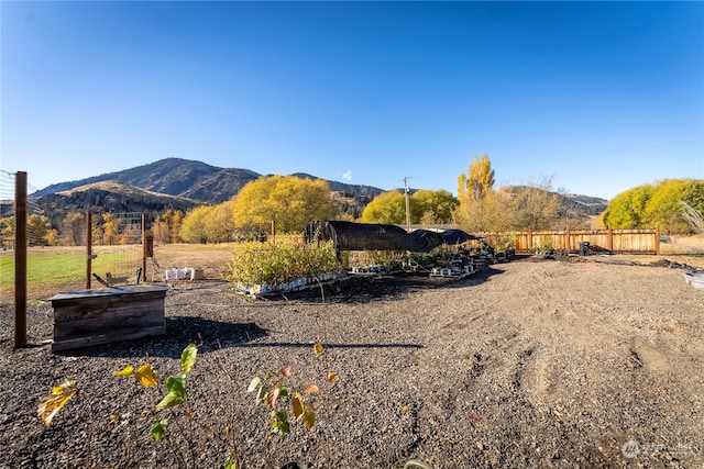 view of mountain feature featuring a rural view