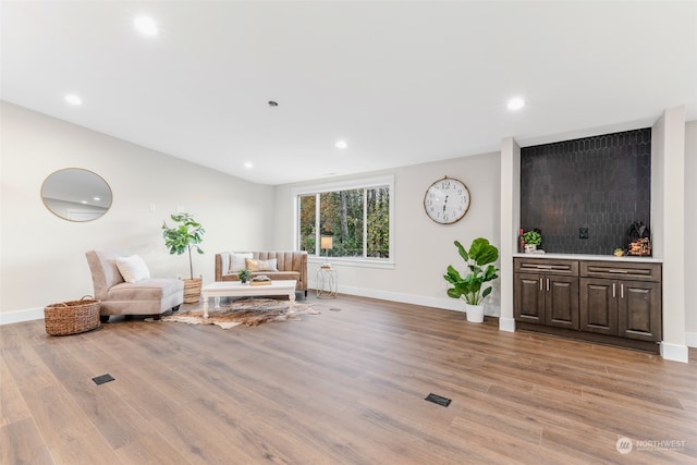 living room with light wood-type flooring