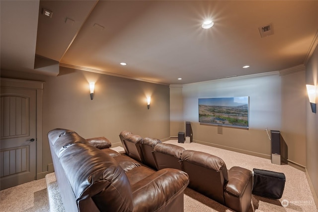 1114 S Wells, East Wenatchee, WA 98802 - cinema room featuring ornamental molding, carpet flooring, recessed lighting, and baseboards