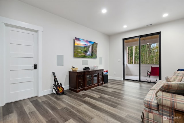 living room with hardwood / wood-style floors