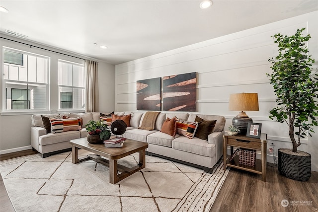 living room featuring wood-type flooring