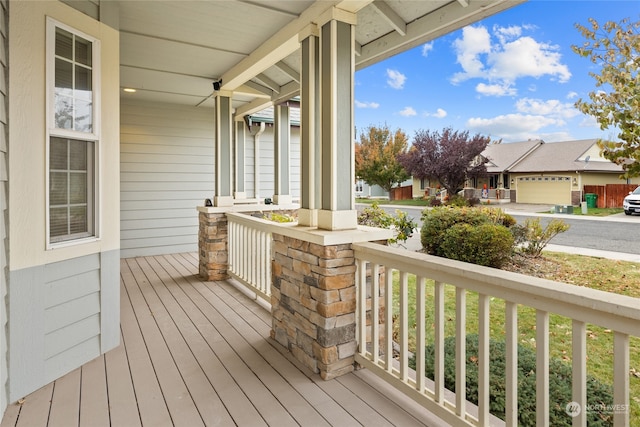 deck featuring a porch