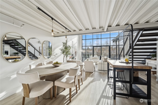 dining room with wood-type flooring