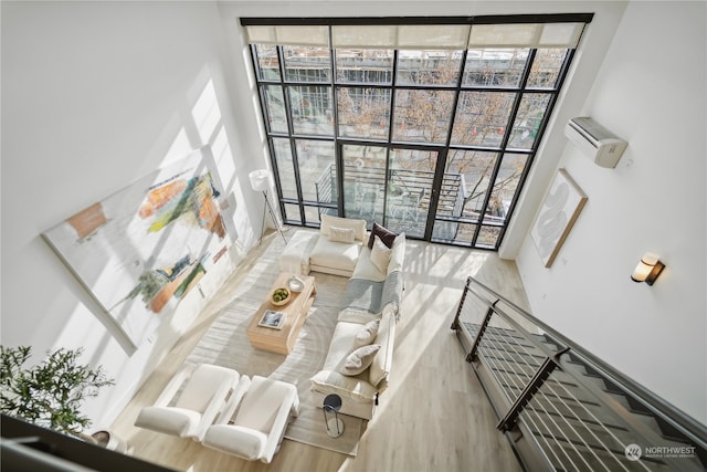 living room with light hardwood / wood-style floors and a healthy amount of sunlight