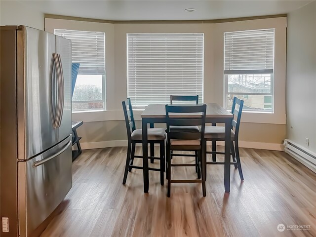 dining room with light hardwood / wood-style floors