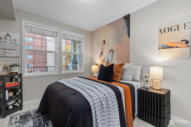 bedroom featuring carpet