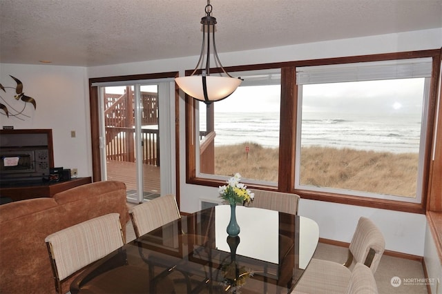 1399 Ocean Shores Blvd SW Unit 2N-E, Ocean Shores, WA 98569 - dining space featuring a textured ceiling and a water view