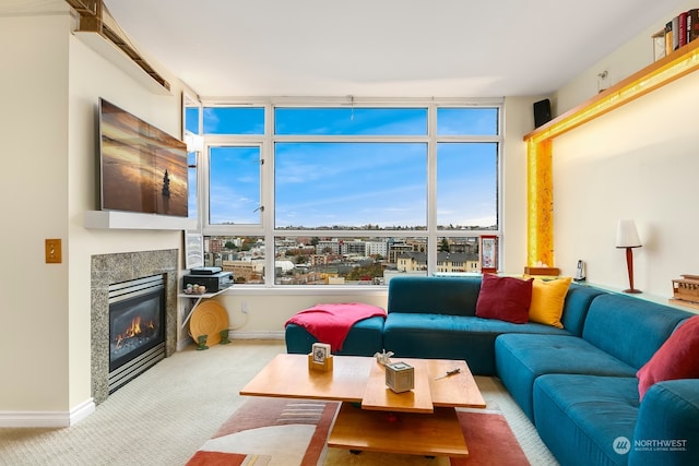 living room featuring carpet flooring