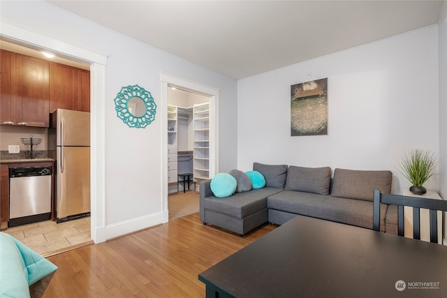 living room featuring light hardwood / wood-style flooring