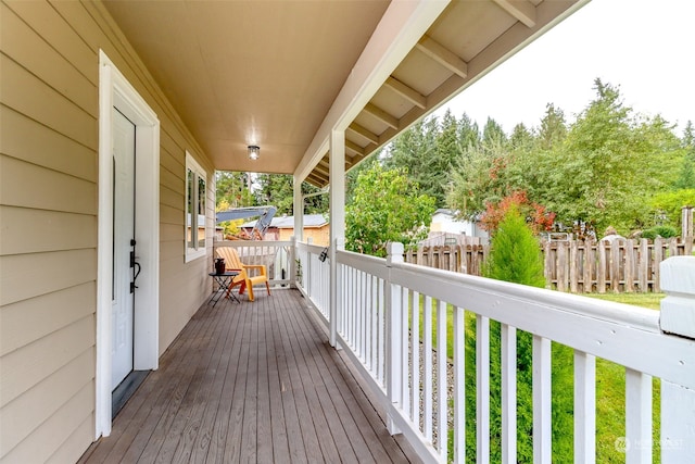 wooden deck with covered porch