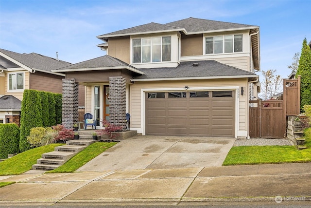 view of front of house with a garage