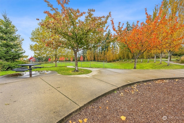 view of property's community featuring a lawn