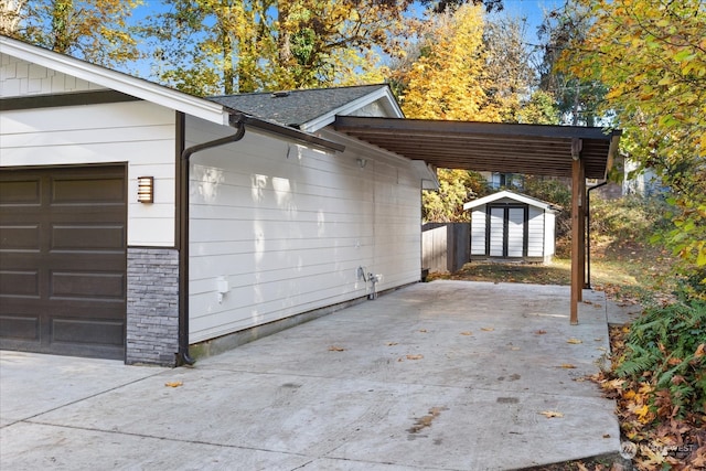 garage with a carport