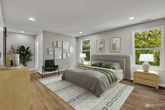 bedroom featuring hardwood / wood-style flooring