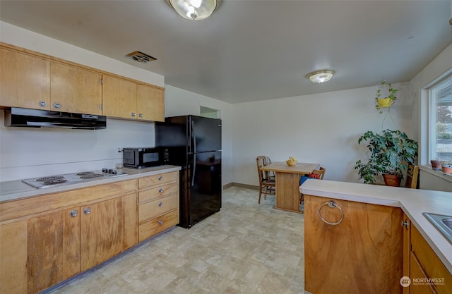 kitchen featuring extractor fan and black appliances