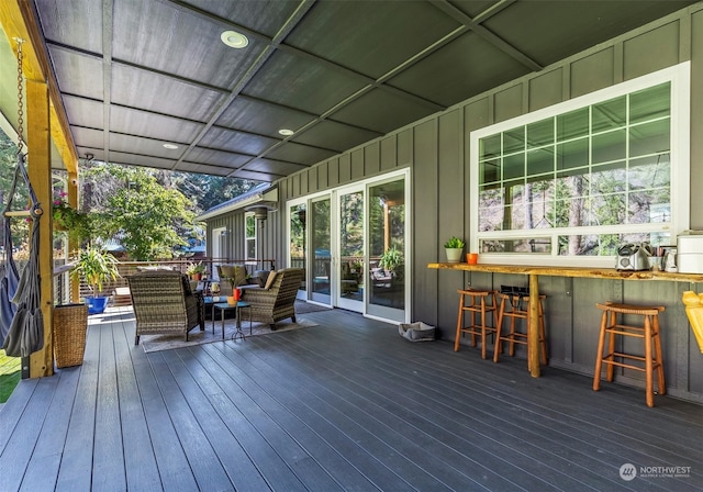 deck with an outdoor bar