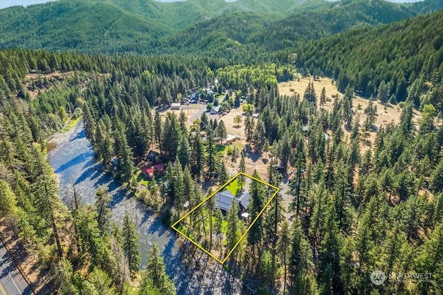 bird's eye view with a mountain view