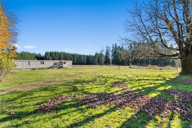 view of yard with a rural view