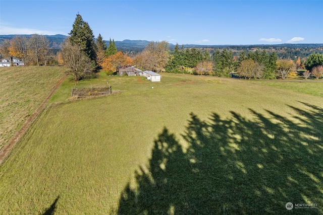 aerial view with a mountain view and a rural view