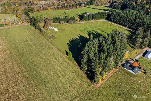 birds eye view of property featuring a rural view