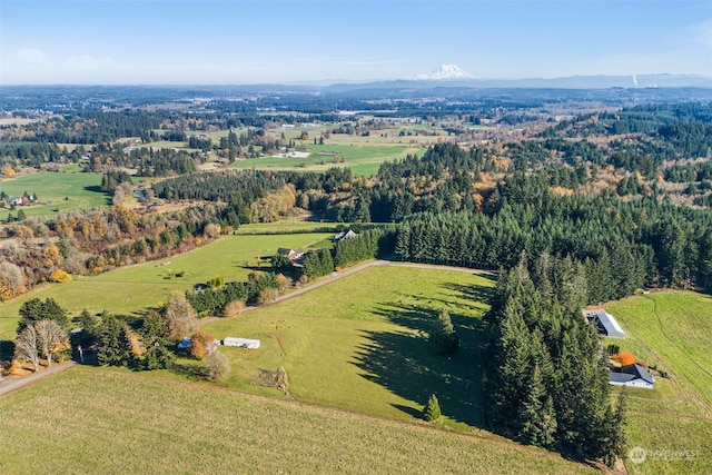 bird's eye view with a mountain view and a rural view