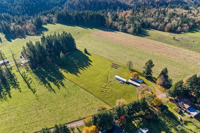 drone / aerial view with a rural view