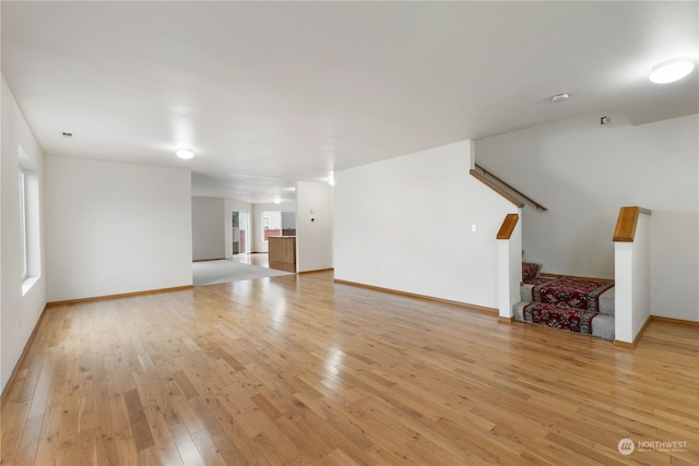 unfurnished living room featuring light hardwood / wood-style flooring