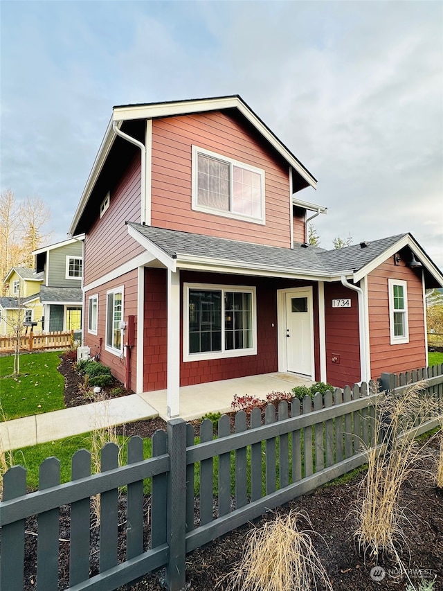 view of front facade featuring covered porch