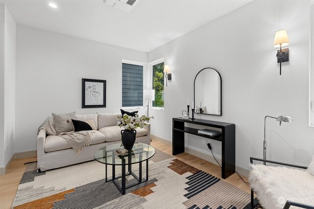 living room featuring light hardwood / wood-style flooring