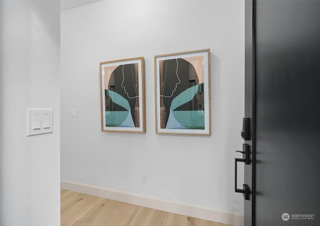 unfurnished room featuring light wood-type flooring