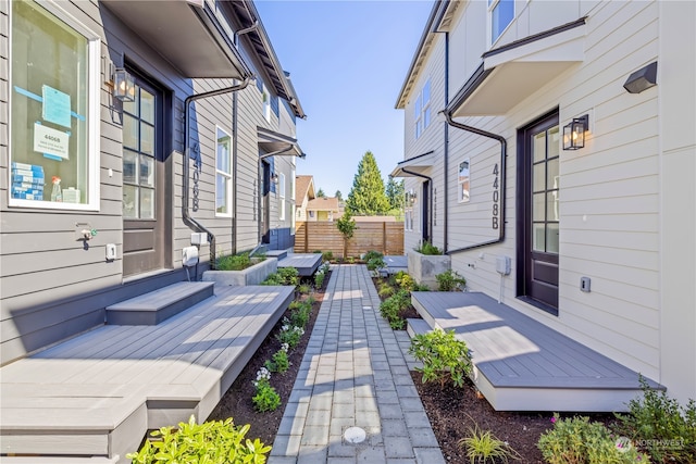 view of patio featuring a wooden deck