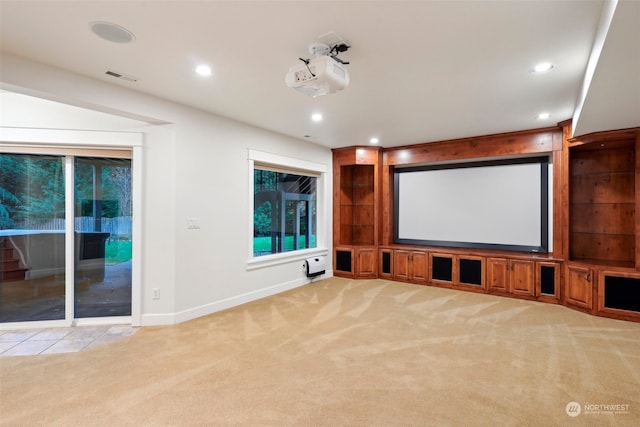 view of carpeted cinema room