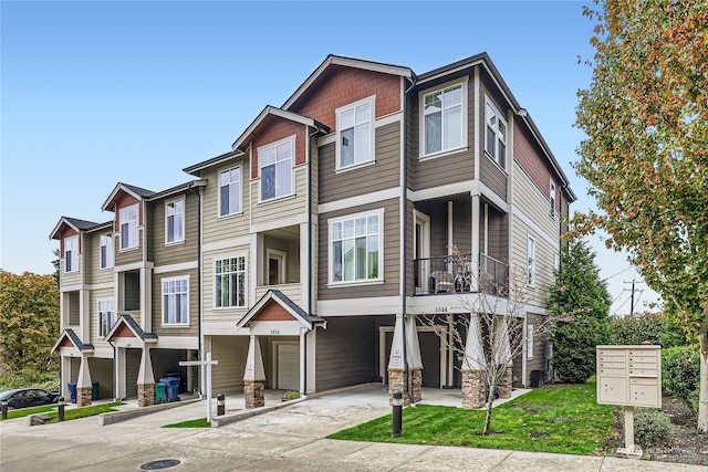 view of front of property with a balcony