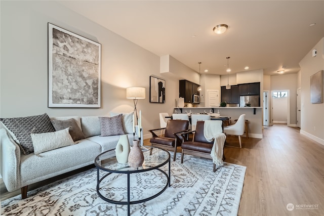 living room featuring light hardwood / wood-style floors