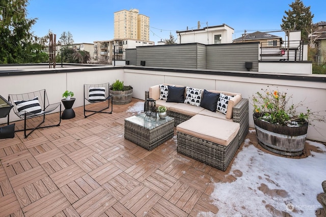 view of patio / terrace with outdoor lounge area and a balcony