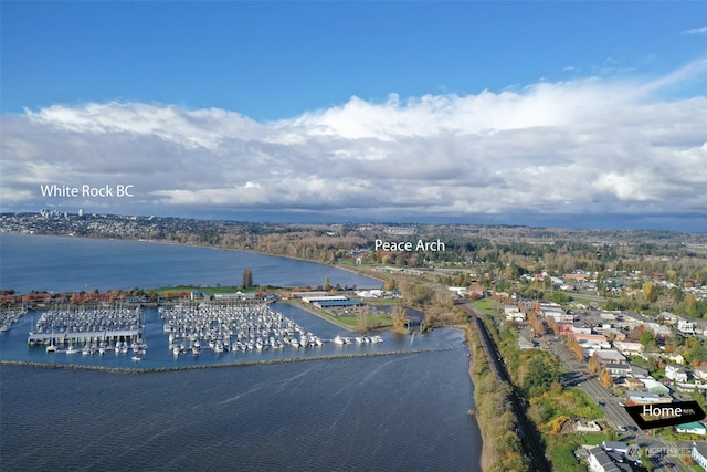 bird's eye view featuring a water view