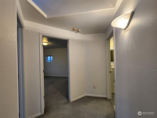 151 Rilla Ln, Sequim, WA 98382 - corridor with dark colored carpet and baseboards
